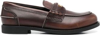 Miu Miu Vintage-Effect Leather Penny Loafers Shoes