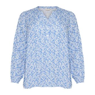 Kaffe Curve Overhemden, Dames, Blauw, 7Xl, Blauw/Krijt Grafisch Print Blouse