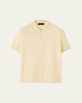 Loro Piana Mens Cotton and Silk Knit Polo Shirt