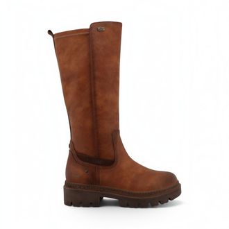 Mustang Jeans Mustang Dames Cognac Bruine Kniehoge Chunky Lange Winterlaarzen - M0062001
