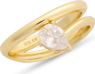 Argento Vivo Pear Cut CZ Bypass Ring in Gold at Nordstrom Rack, Size 8