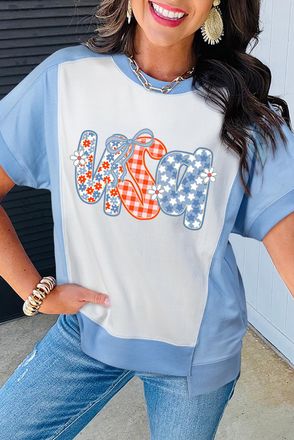 Azura Exchange Patriottisch VS Applicatie T-shirt