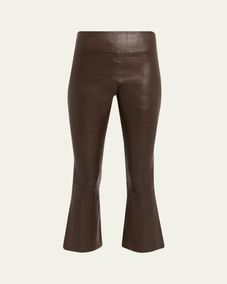 SPRWMN High-Waist Flare-Leg Cropped Leather Leggings