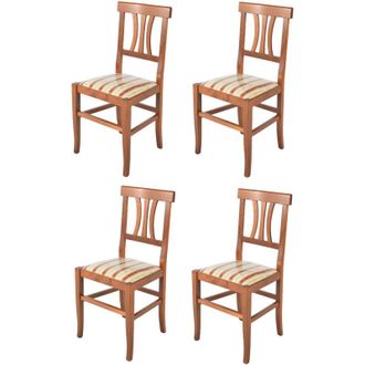 Tommychairs Tommychairs 4 Sillas Artemisia En Haya Nogal Claro Asiento En Tela Lisere