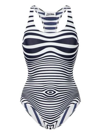 Jean Paul Gaultier striped swimsuit - Blue