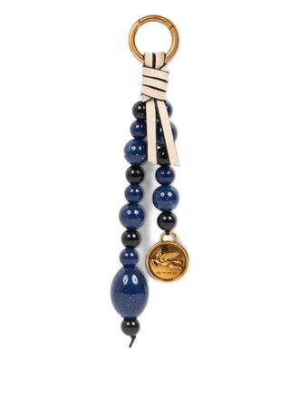 Etro marble-embellished charm - women - Calf Leather/Polymethyl Methacrylate/Cotton/Metal - One Size - Blue