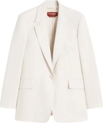 Max Mara Jassen, Dames, Beige, M, Polyester, Mstbosco Single-Breasted Cady Blazer