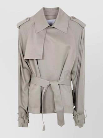 Frankie Shop short trench coat belt and storm flap
