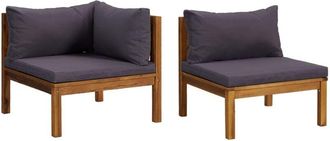 vidaXL Juego De Sof&aacute;s 2 Pzas Con Cojines Gris Oscuro Madera De Acacia Vidaxl