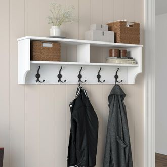 Dmora Perchero Egay, 5 Ganchos, Instalaci&oacute;n En Pared, 37h Cm Blanco