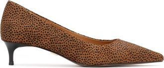 Kazar Gestreepte leren pumps met natuurlijk haar - Dames - Pumps - Bruin - 40 EU - Leer - Schoenen
