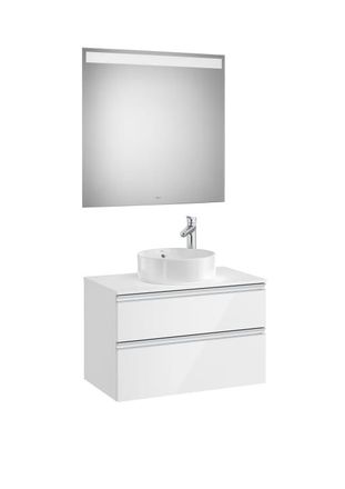 Roca Roca - Pack Mueble Base Para Lavabo Sobre Encimera Central + Espejo Led The Gap