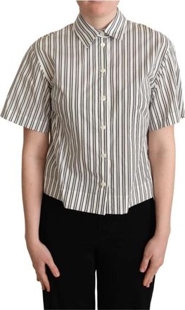 Dolce & Gabbana Gestreept katoenen poloshirt - Dames - Overhemden - Zwart - M - Katoen - Overhemden