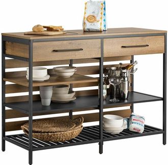 SoBuy Aparador De Comedor Mesa De Cocina Con 2 Cajones Y 3 Estantes Estructura De Metal Estilo Industrial 120 X 45 X 91 Cm Fsb85-pf Sobuy Es