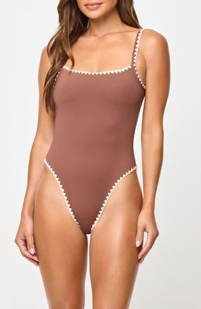 L*Space Nadia Low Back One-Piece Swimsuit in Cafe /Cream at Nordstrom, Size X-Small