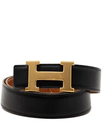 Herm&egrave;s Cintura Constance H reversibile in pelle Box Calf e Togo 2021 - Nero
