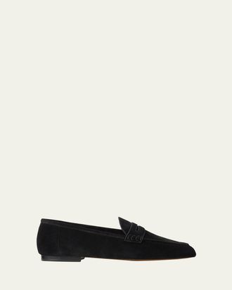 Ralph Lauren Purple Label Mens Collins Suede Penny Loafers