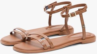 Tommy Hilfiger Womens Flat Leather Sandal - Warm Bronze - US 6.5 / EU 37