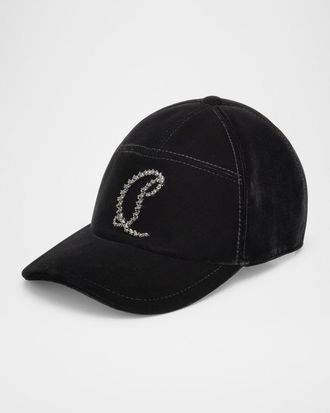 Christian Louboutin Men & apos;s Mooncrest Rhinestone Velvet Baseball Cap
