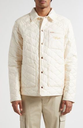 Moncler Kastos Quilted Water Repellent Down Shirt Jacket in Pale Ivory at Nordstrom, Size 4