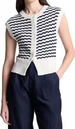 A.L.C. Margo Sleeveless Sweater Top In Parchment/navy Stripe