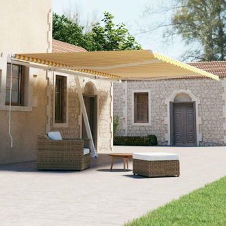 vidaXL Toldo De Pie Autom&aacute;tico Amarillo Y Blanco 600x300 Cm Vidaxl
