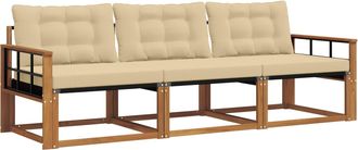 vidaXL Conjunto De Sof&aacute;s De Exterior 3 Uds. Natural Y Beige Vidaxl