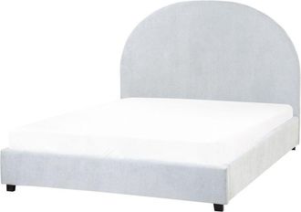 Beliani Cama Con Somier Minimalista De Tela 140 X 200 Cm Azul Claro Vaucluse