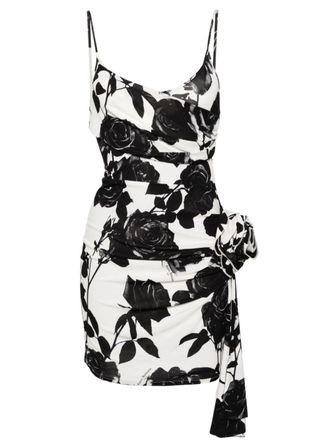 Balmain rose-print mini dress - White