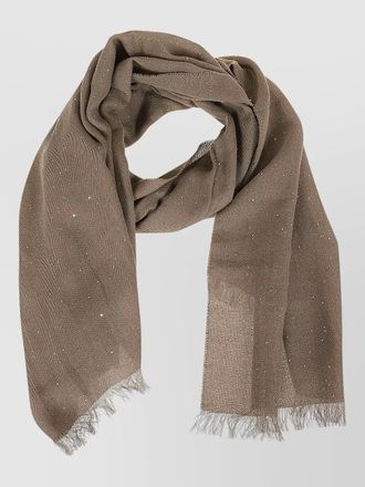 PESERICO cotton twill rectangular stole sparkling sequins fringe