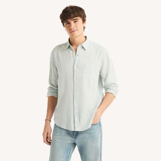Nautica Mens Textured Striped Shirt