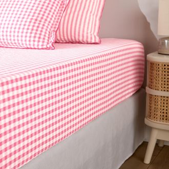 La Redoute Interieurs Hoeslaken katoen seersucker 30 cm, COTTAGE FRAMBOISE