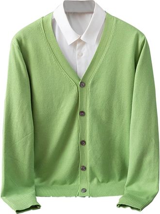 Generic Mens Knitted Cardigan V Neck Button Jumper Plain Coloured Cardigans Lightweight Classic Soft Wool Jumpers Long Sleeve Knitwear Sweaters For Men Spring