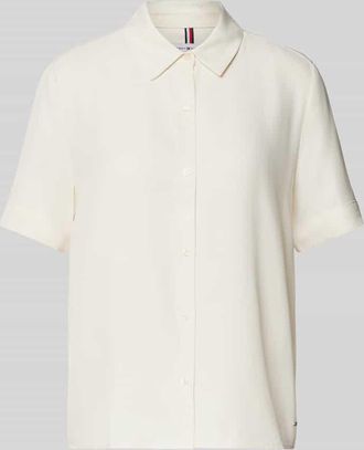 Tommy Hilfiger Relaxed Fit Bluse mit kurzem Arm in Ecru, Größe 44
