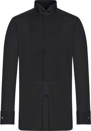 Tom Ford Black Cotton Shirt With Cotton Pique Plastron