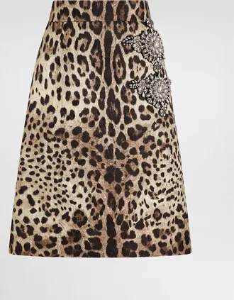 Dolce & Gabbana Leo-print Brocade Skirt - Woman Skirts Animal Print 40
