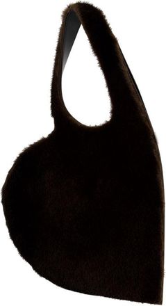 Coperni Womens Faux Fur Heart Shoulder Bag Black Synthetic