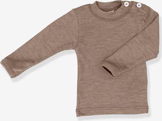 Engel Baby Shirt aus Wolle/Seide, Knöpfe an der Schulter ENGEL braun meliert