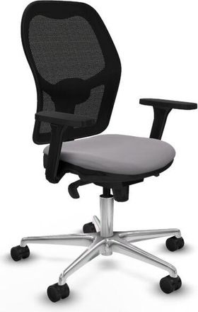 Piqueras y Crespo Piqueras Y Crespo - Jorquera Sincro Malla Negra Similpiel Gris Brazos 3d Base Aluminio Ruedas 65mm Nailon