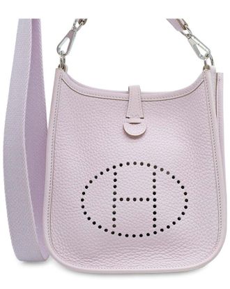 Herm&egrave;s Pink Clemence Leather Mini Evelyn 16 Bag - 10S (Authentic Pre-Loved)