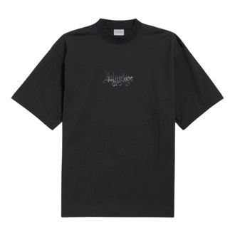 Balenciaga Camiseta de algod&oacute;n jaspeado con logo - Tops - Hombre - Negro - XL