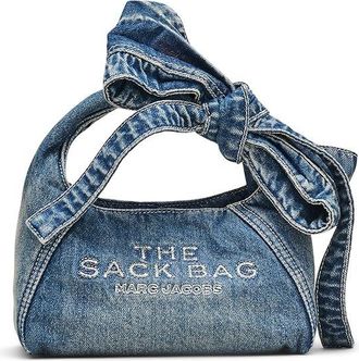 Marc Jacobs The Bow Denim Mini Sack Bag Satchel Womens Handbags Medium Wash Indigo, Cotton/Denim