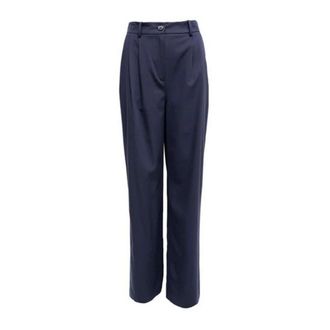 Nafnaf Navy Blauwe Pantalon met Klepzakken - Dames - Wijde Broeken - Blauw - 2XS - Leer - Broeken