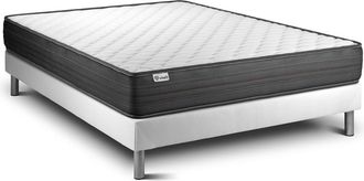 VITALIT Somier blanco + colch&oacute;n con espuma viscoel&aacute;stica 135 x 190