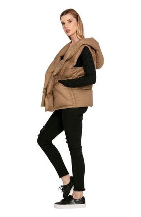 Belle & Bloom Over My Head Hooded Puffer Vest in Khaki at Nordstrom, Size Large