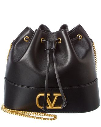 Valentino Vlogo Leather Bucket Bag
