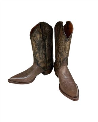 Nocona Boots Womens Floral Pointed Toe Boots In Gold