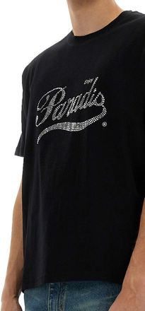 3.Paradis Crystal Logo Cotton T-Shirt - Black