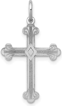 Diamond2Deal 14K White Gold Laser Designed Cross Pendant