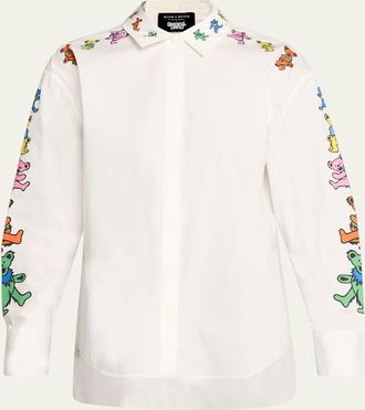 Alice & Olivia x Grateful Dead Dimitra Oversized Button-Front Shirt